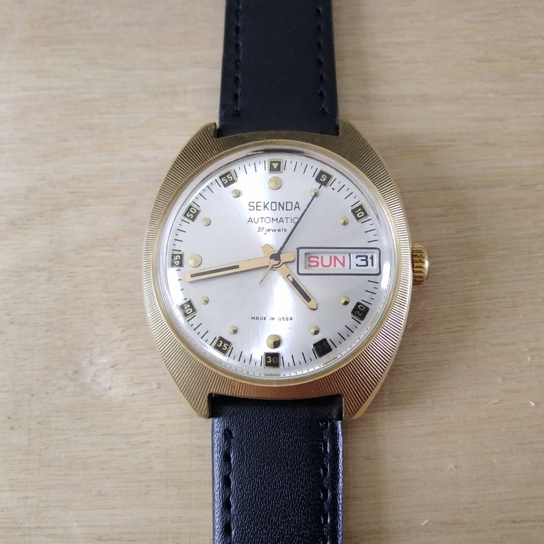SEKONDA Watch Automatic Watch Gold Plated Case Men Watch Etsy