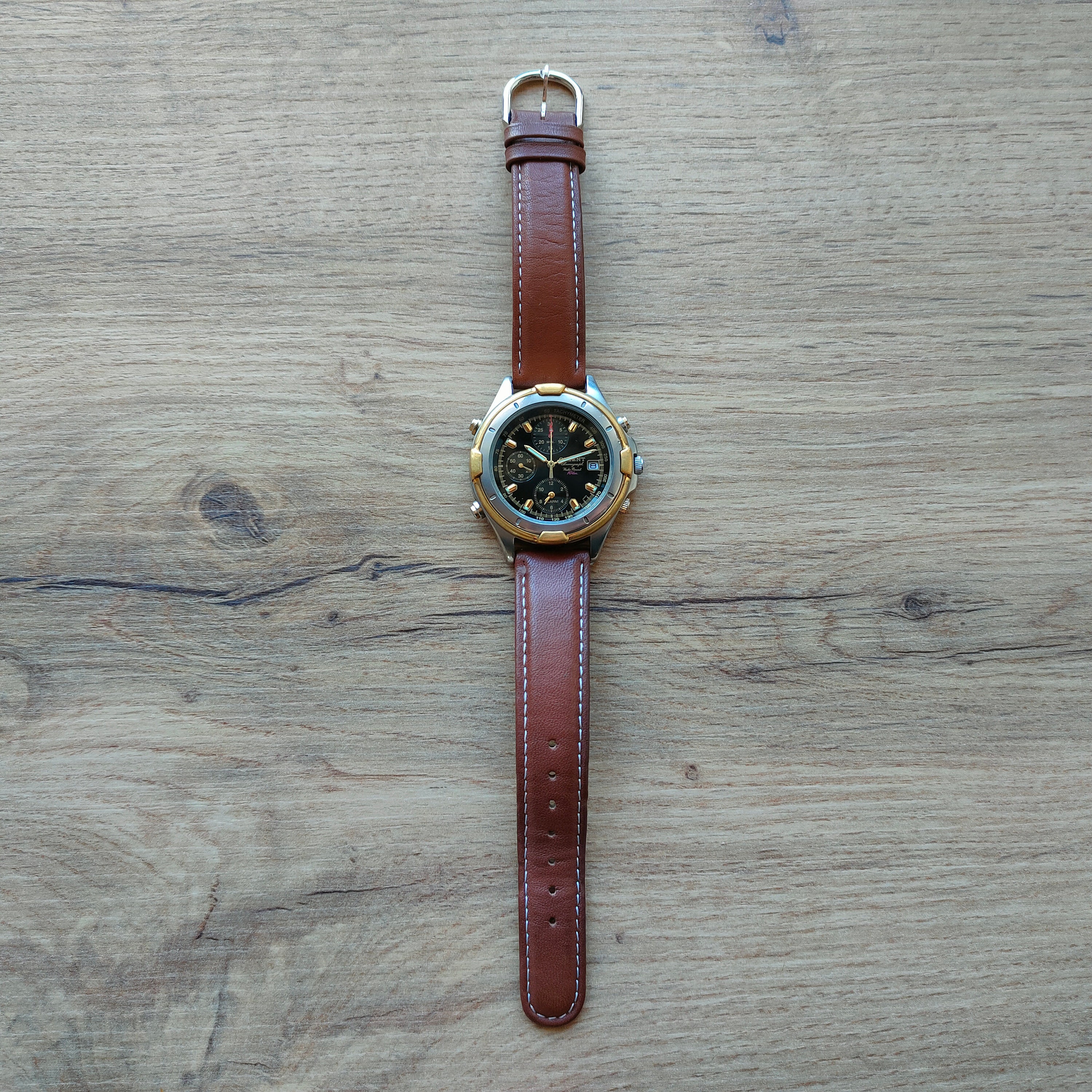 Vintage Orient Quartz Chronograph Watch, Mens Watch, Black