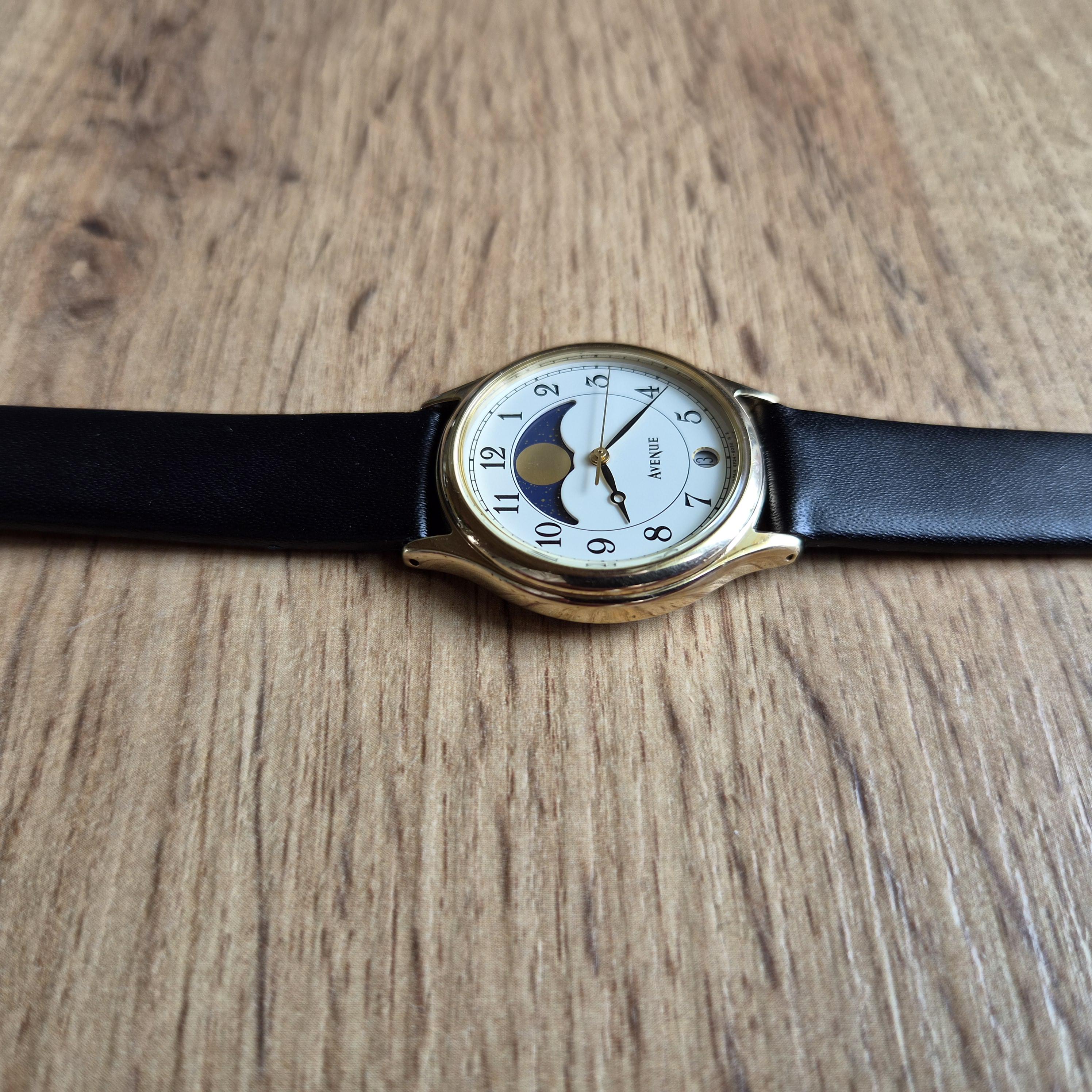 Seiko Avenue Vintage Moonphase Watch, Quartz Watch Real Moon