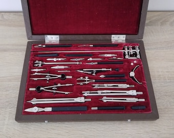 Professional Drawing Set, Drafting tools, Drafting Set, Drawing Instruments, big Case Instruments