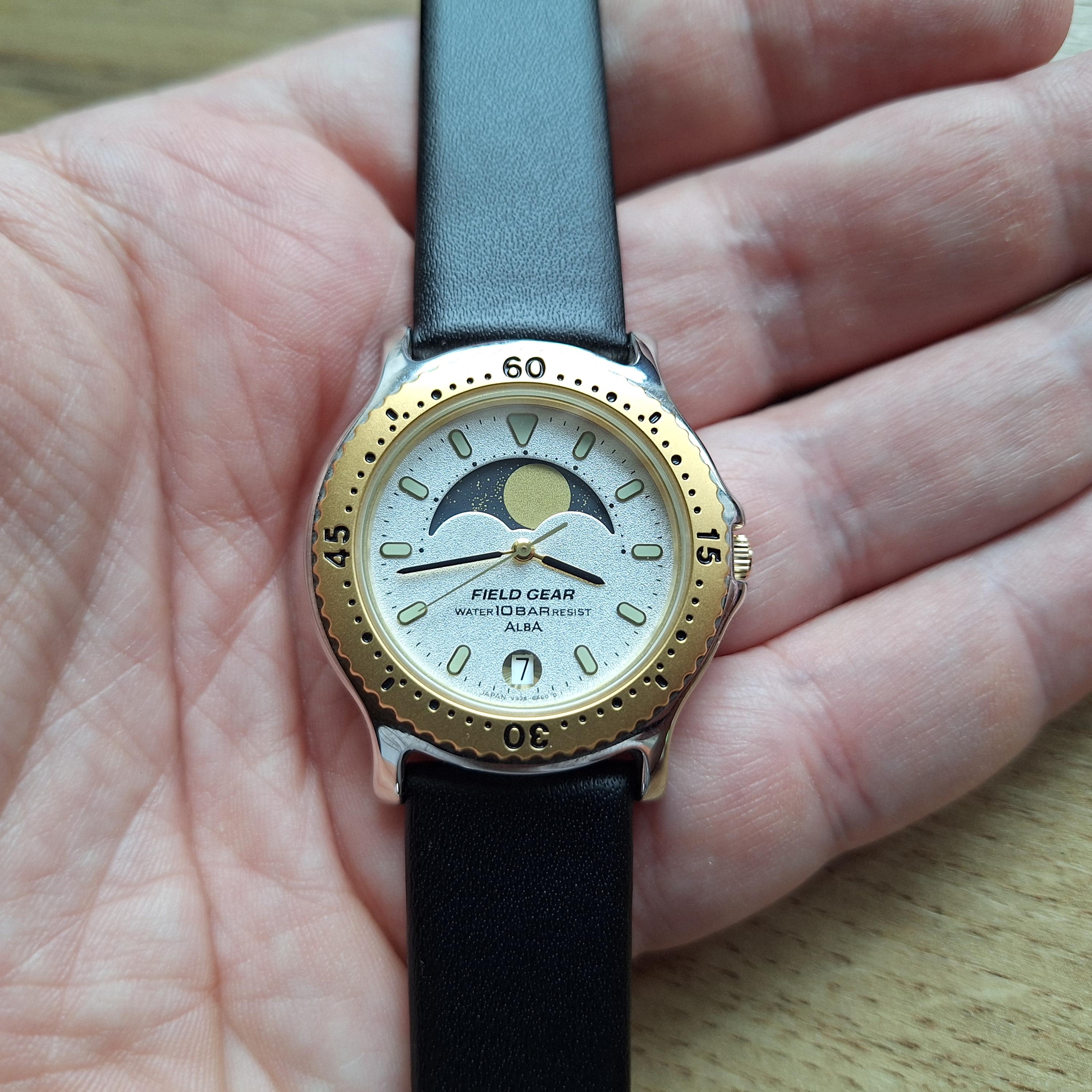 ALBA　V338-6090 アルバ　時計　ムーンフェイズ SEIKO ALBA ムーンフェイズ 懐中時計 電池交換済み可動品D-20 - メルカリ