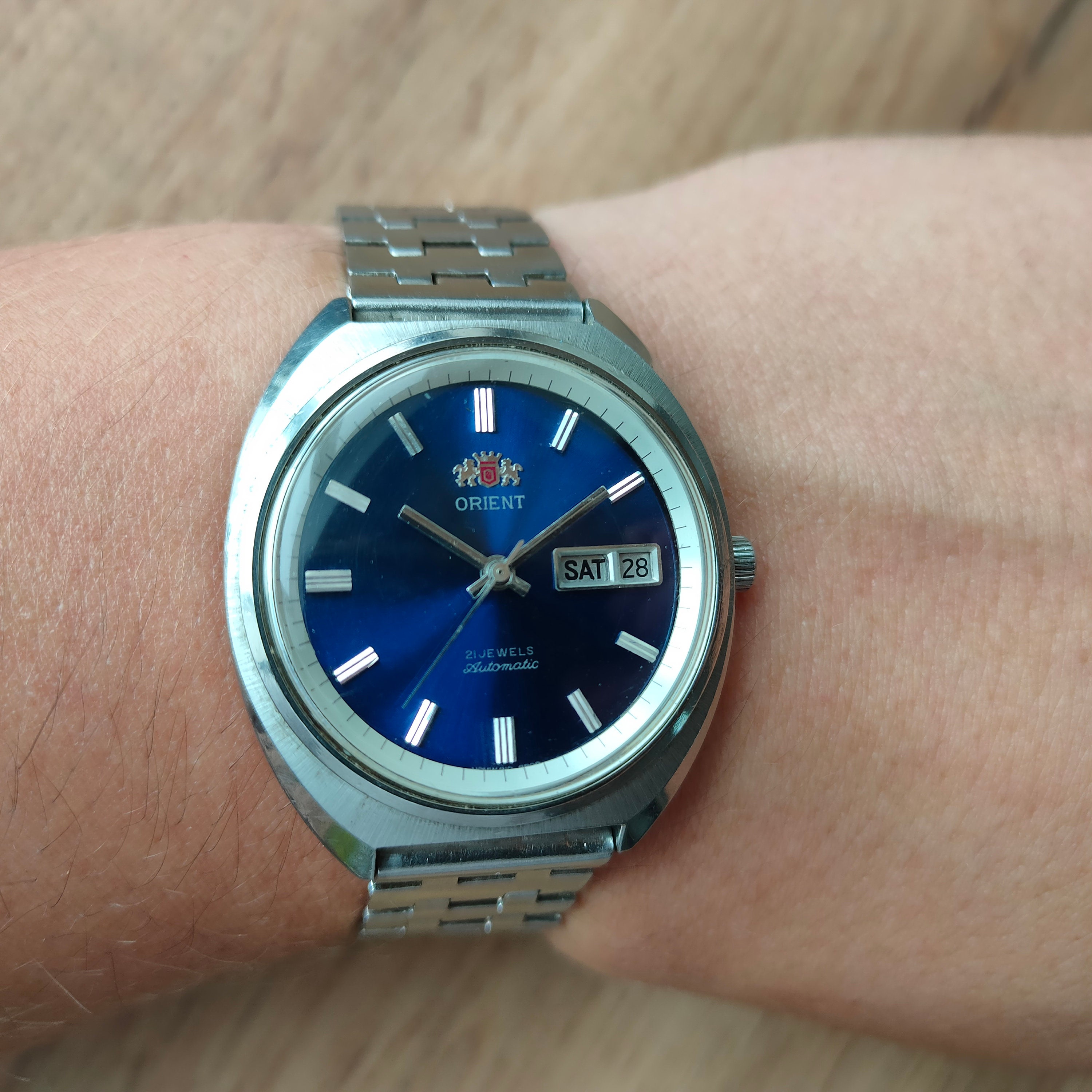 Rare Early Watch Orient, Blue Dial, Original Japan Watch