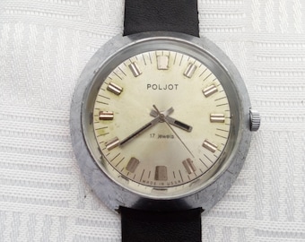 montre homme vintage POLJOT, cadeau pour lui, montre mécanique fonctionnelle, montre rétro soviétique Poljot