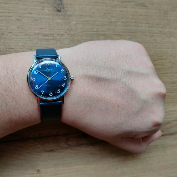 Rare blue soviet Luch watch, soviet watch, men wa… - image 10