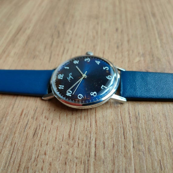 Rare blue soviet Luch watch, soviet watch, men wa… - image 7