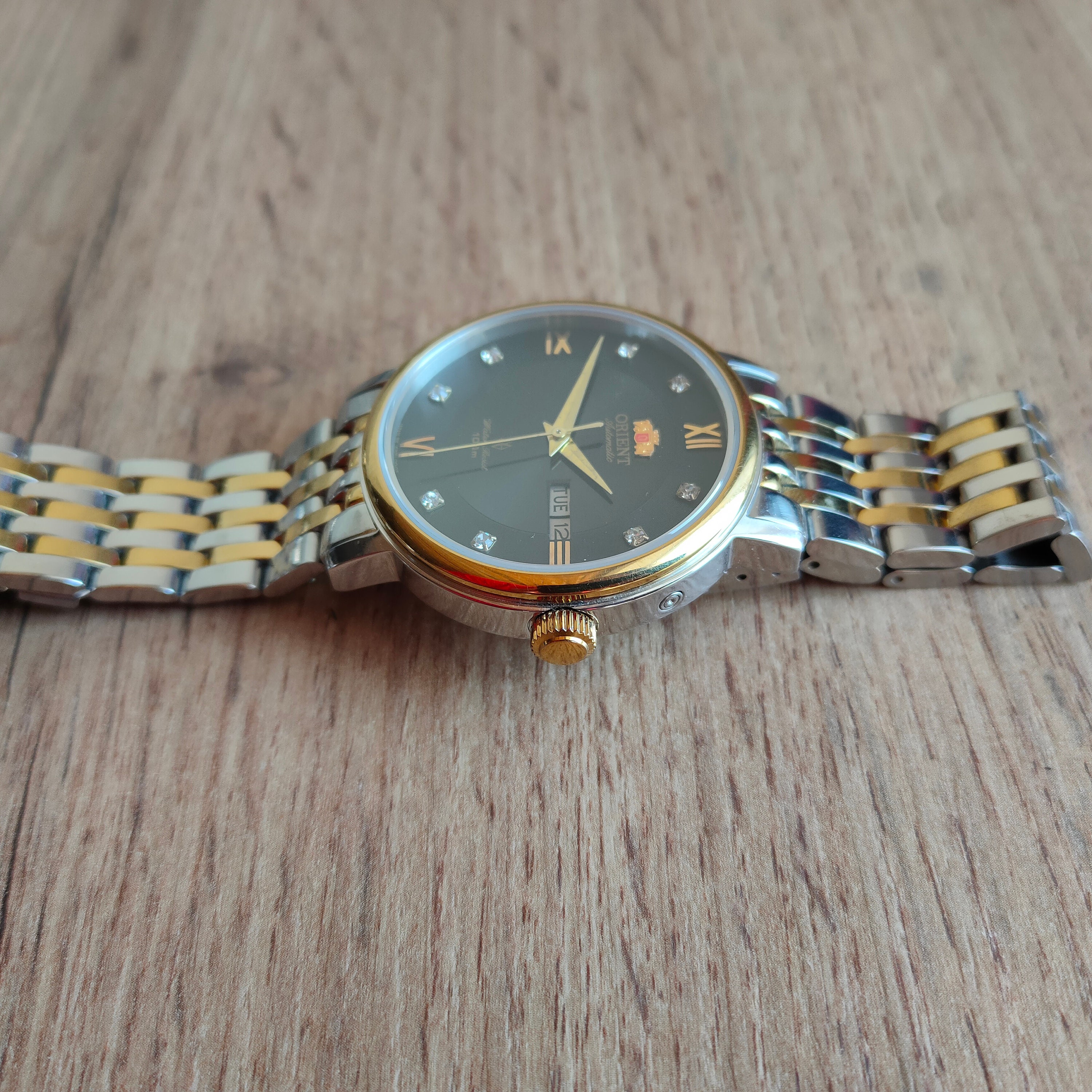 Vintage Orient Classic Watch, Orient Day Date Watch, Black Watch