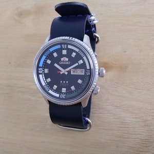 Vintage Orient King Diver watch, Automatic Watch, vintage orient Day and Date watch, orient kd, Divers watch, leather strap
