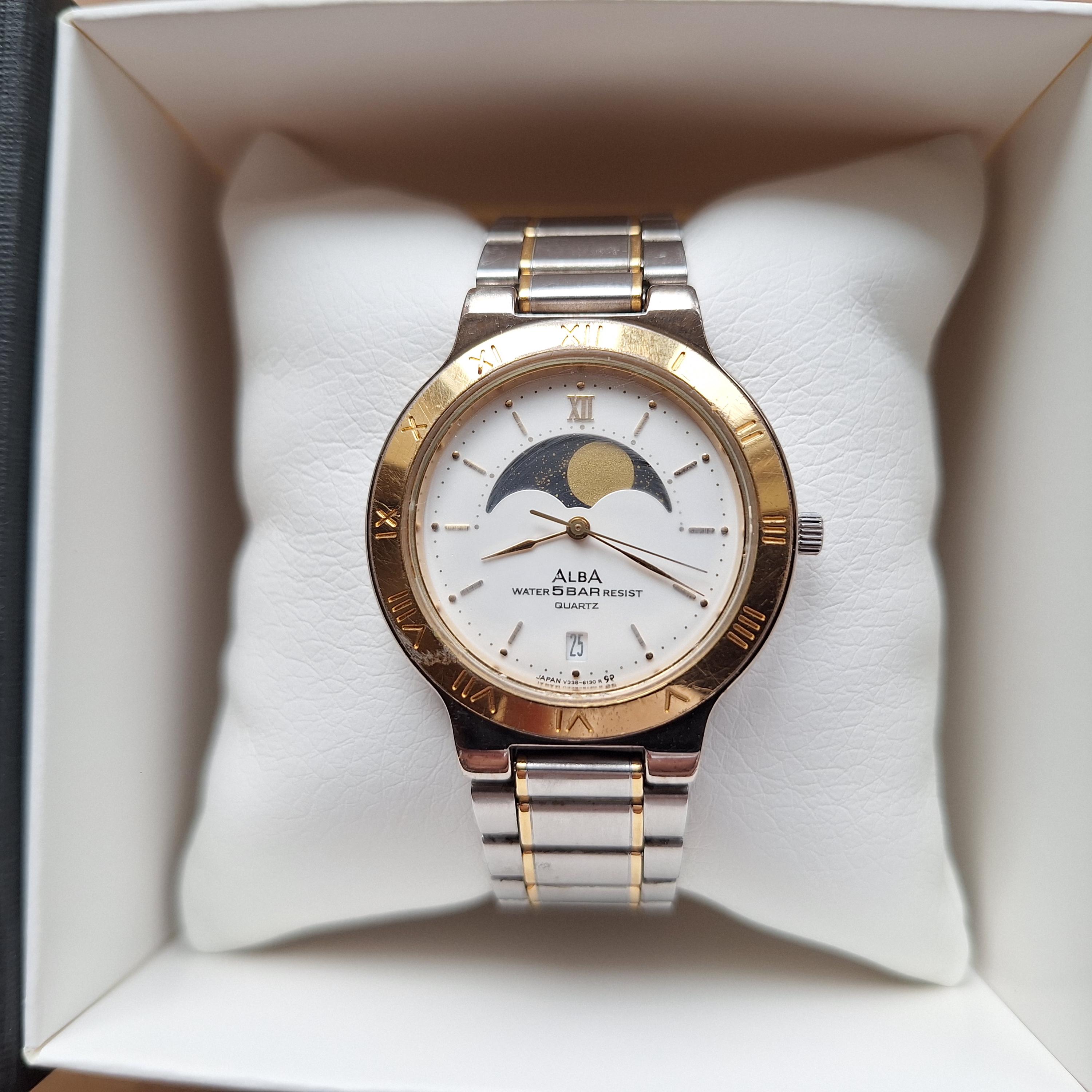 ALBA Seiko Moonphase Watch, Quartz Watch, Real Moon Phases