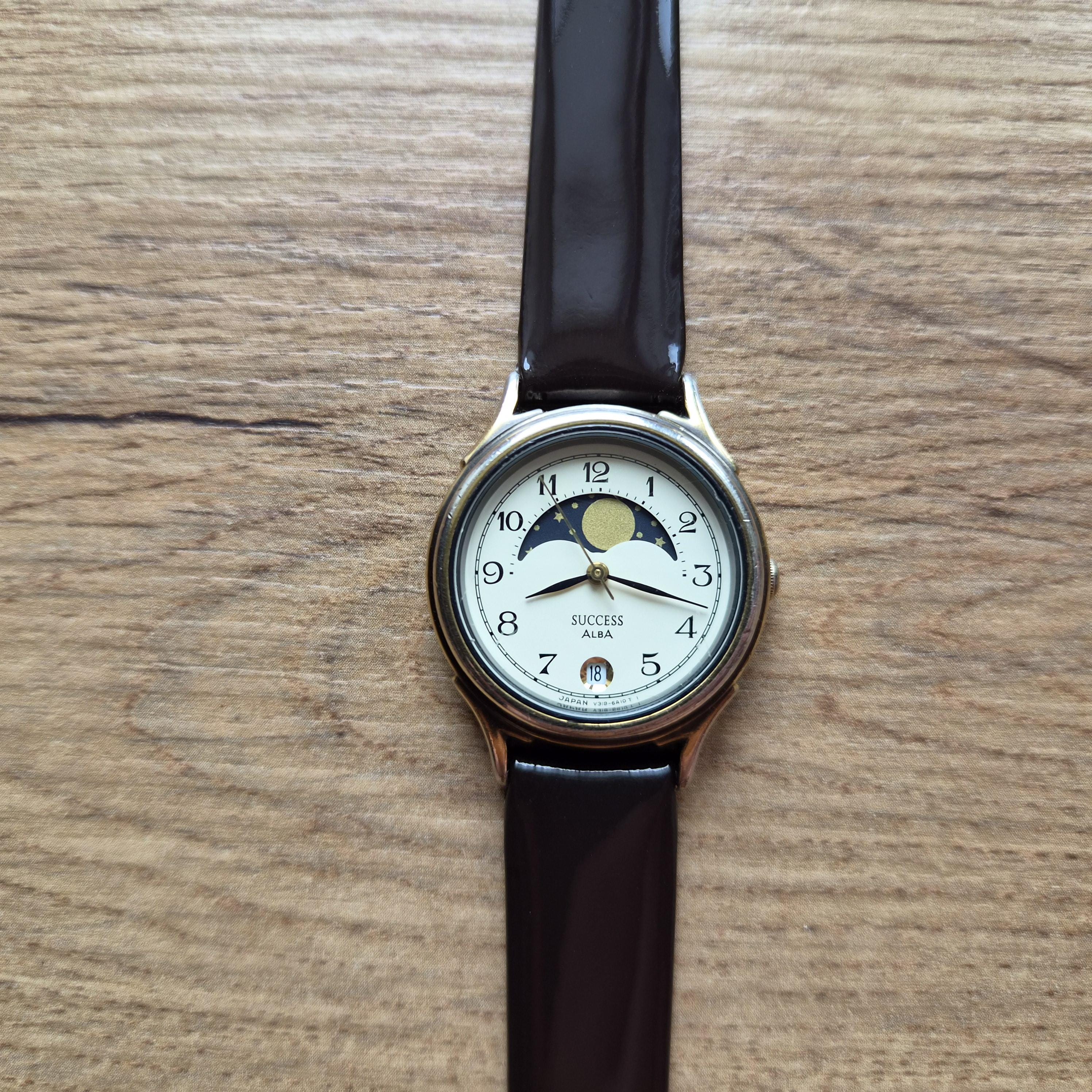 ALBA Seiko SUCCESS Moonphase Watch, Quartz Watch, Real Moon Phases