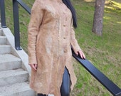 Felted alpaca coat. Wearable art merino wool cape, designer cardigan. Handmade clothes, eco fashion
