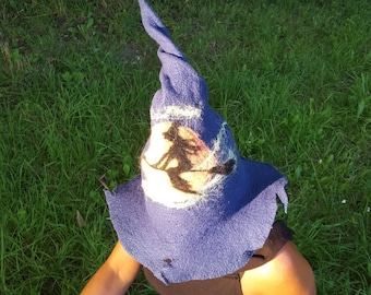 Sombrero de fieltro de bruja de Halloween. Herramientas de cuento de hadas de Wicca. Sombrero de fantasía de mago, disfraz de festival.