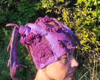 Felfed fantasy hat. Fairy tale headwear. Winter hat women.