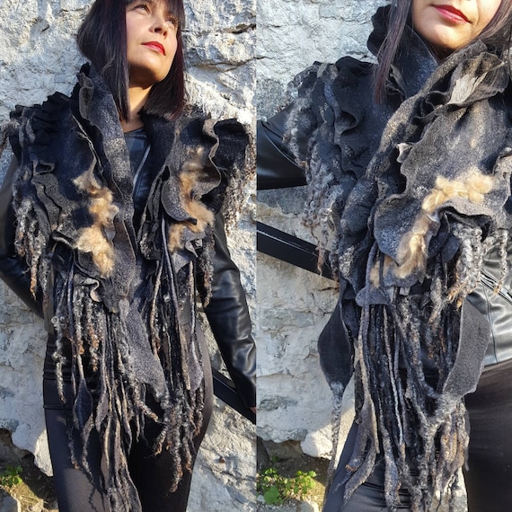 Felted fantasy scarf Accessoires Sjaals & omslagdoeken Kragen & slabben Wild Viking wool collar 
