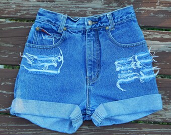 Denim High Waisted Shorts | Etsy