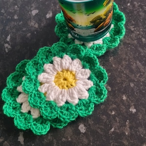 Crochet flower coasters, daisy crochet, coffee coaster, tea coaster, home gifts