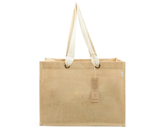 AARU Extra Large Boho Beach Hessian Bag