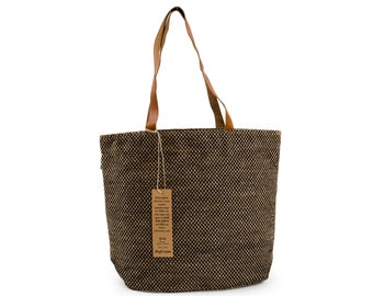 PAU Jute Hand Bag with Leather Handles