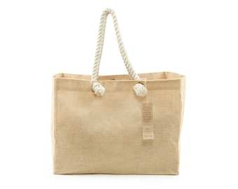 Très grand sac de plage bohème en jute UDO