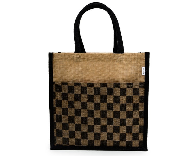 IRENE Jute Tote Bag with Dual Outer Pockets