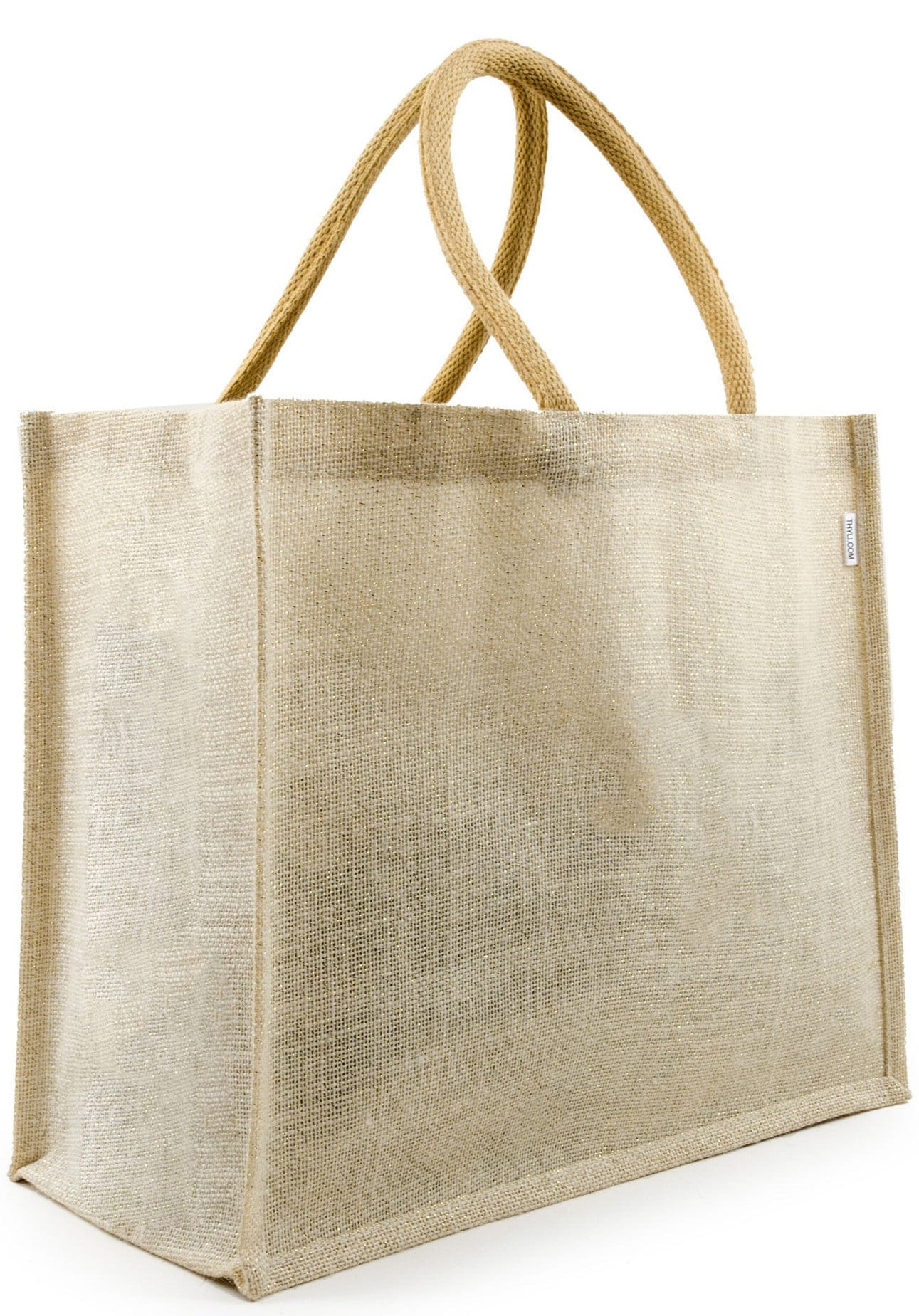 AMANI in White Stunning Glitter Large Jute Tote Bag