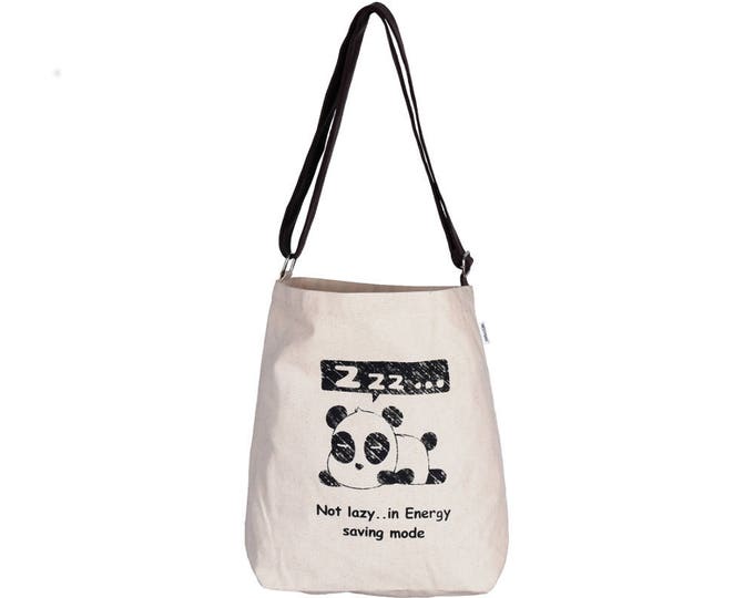 BAO Canvas Adjustable Crossover Sling Bag with Lazy Panda...