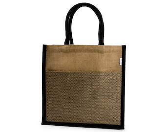 INGA Jute Tote Bag with Dual Outer Pockets