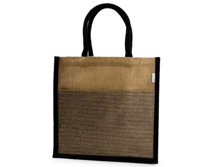 INGA Jute Tote Bag with Dual Outer Pockets