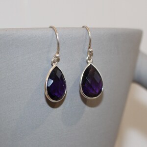 Amethyst faceted drop earrings