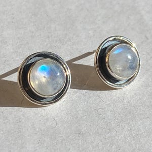 Moonstone studs sterling silver