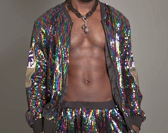 Ice Cream Truck Sequin Bomber Jacket. Burning Man Costume. Unisex