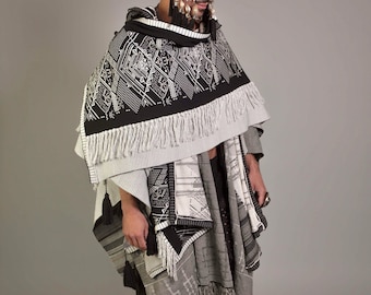 PRE-HISPANICO Poncho Cape. Burning Man Costume.