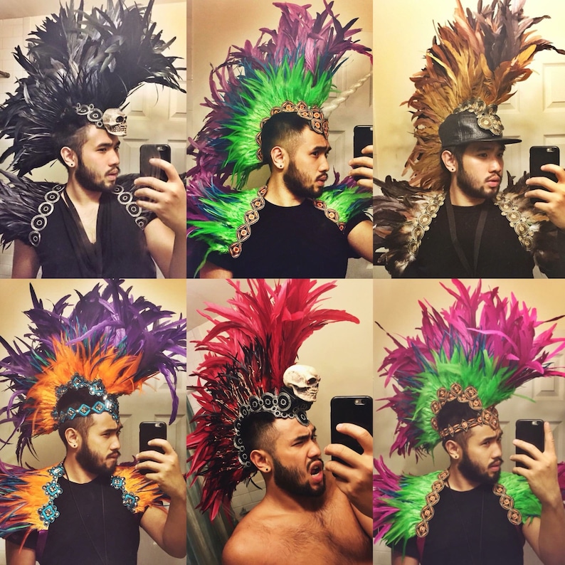 FREE SHIPPING Custom Feather Mohawk Headpiece. Burning Man. Etsy