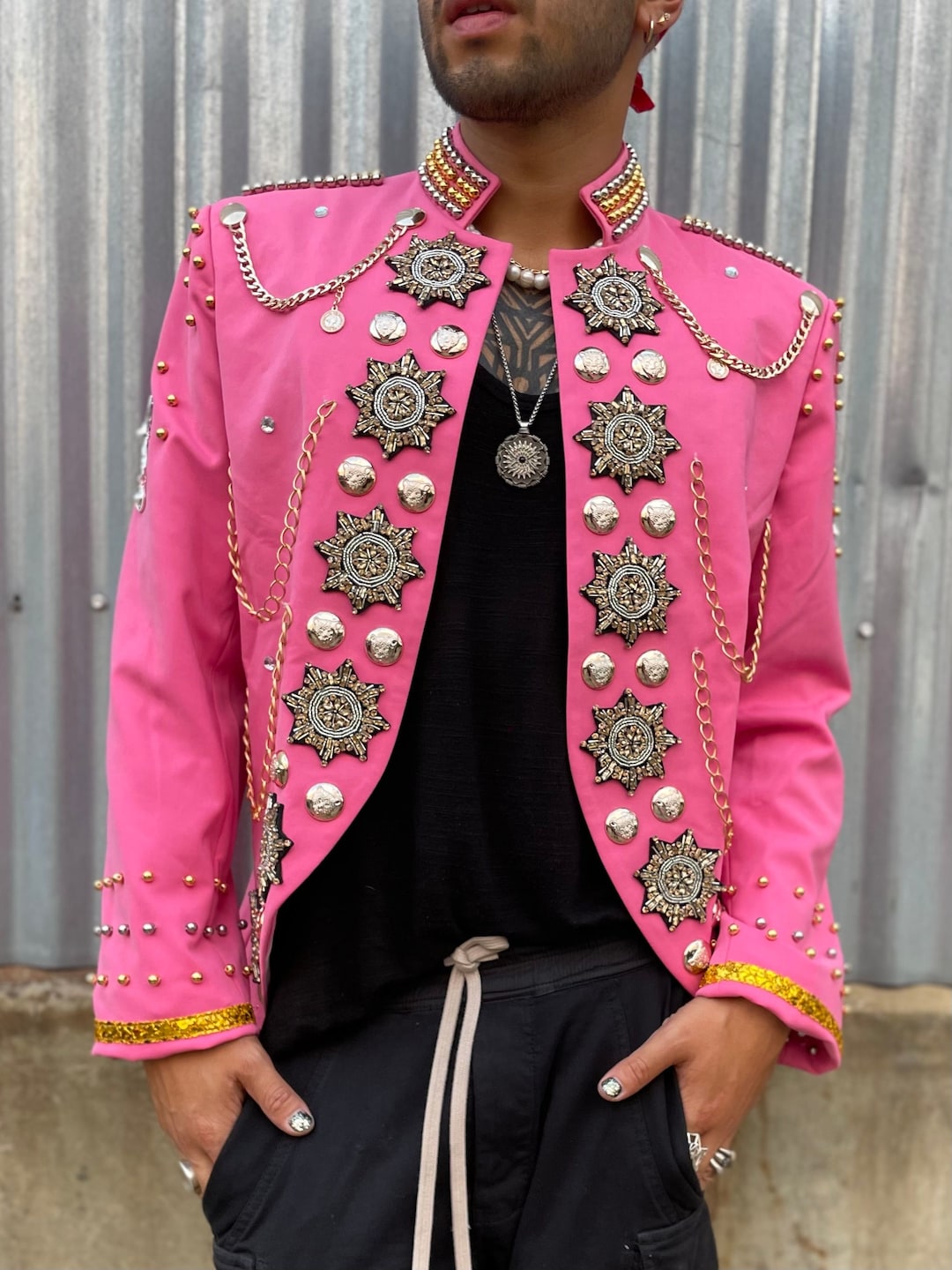 MEDALLION Military Jacket in Royal Blush. Burning Man Costume. Unisex ...