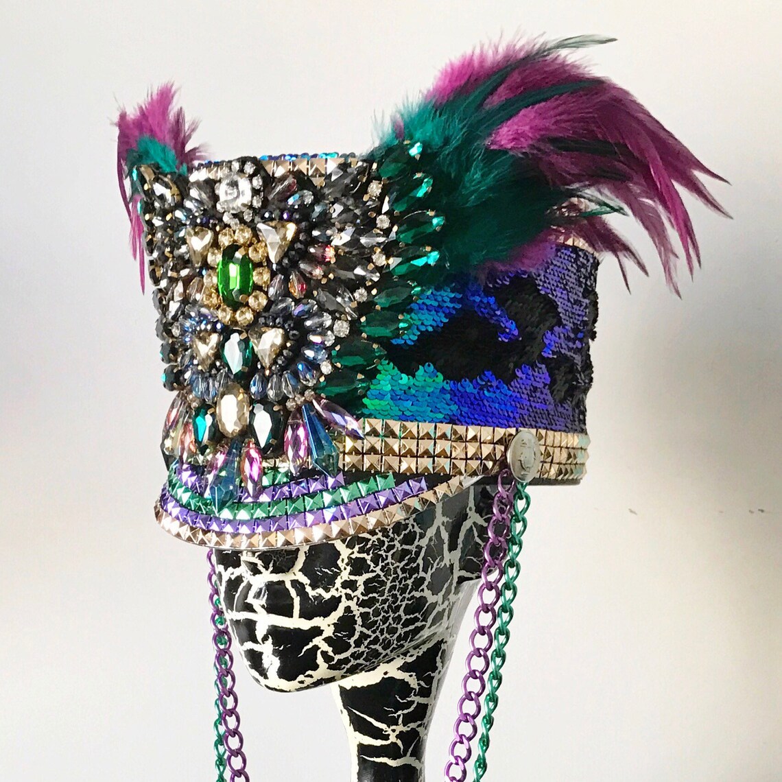 FREE SHIPPING Phoenix Marching Band Hat in Purple/green/gold. Etsy