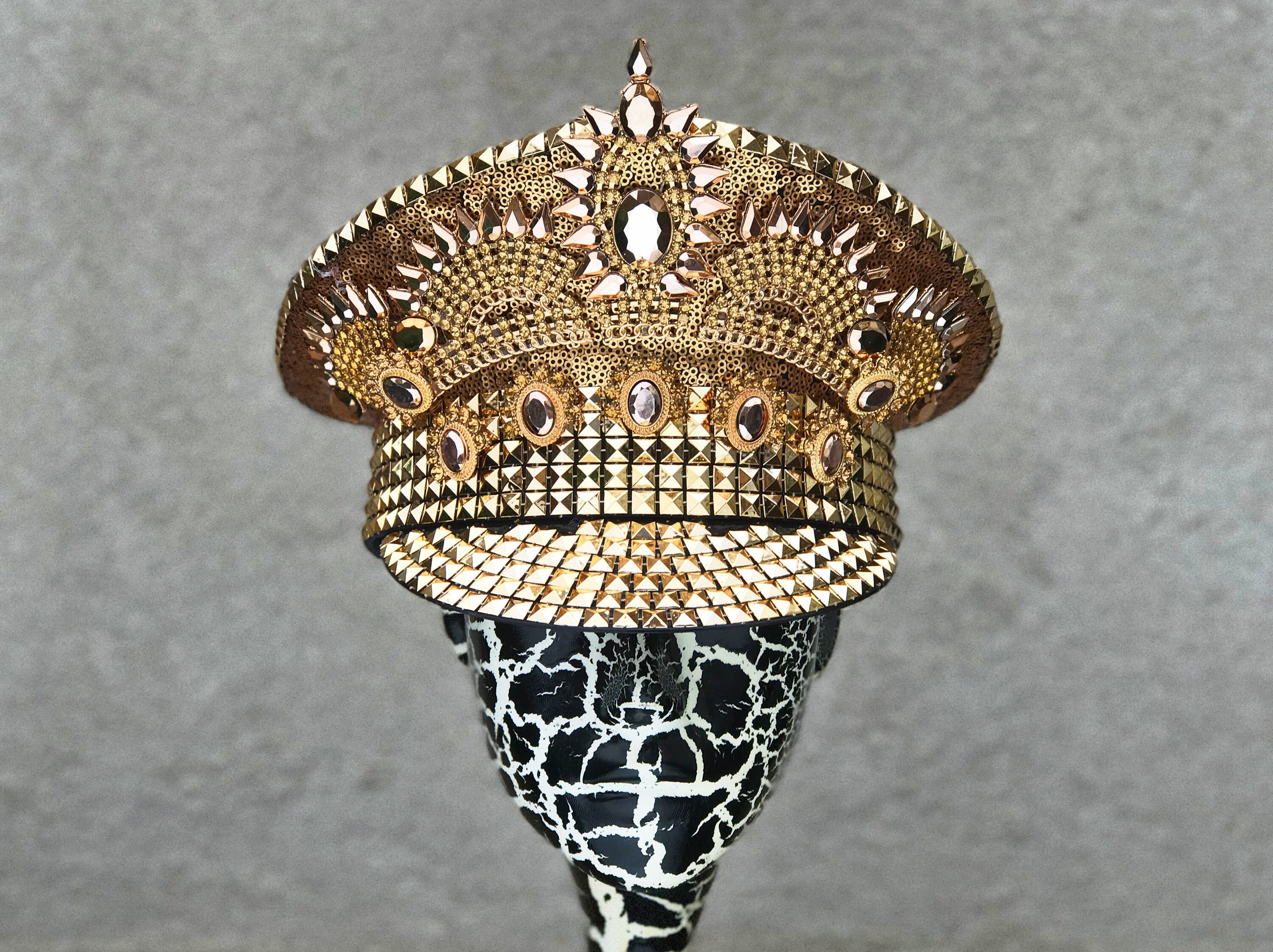 Free shipping! Crowning Glory Military Hat in Gold. Burning Man Hat. Captains Hat.