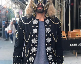 The MEDALLION Military Jacket in Black. Burning Man Military Jacket.