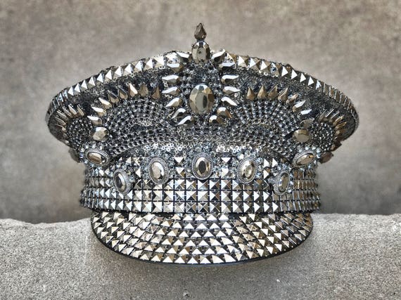 FREE SHIPPING! "Crowning Glory" Military Hat in gunmetal. Burning man hat. Captain hat