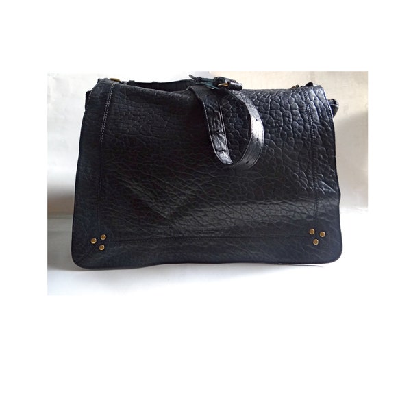 SAC JEROME DREYFUSS, Sac Besace Dreyfuss modèle Albert, Sac cuir noir.