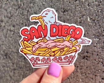 San Diego Sticker - Seagull Fries Die Cut Decal