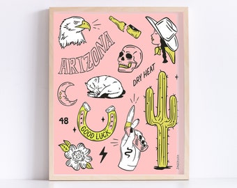 Lámina decorativa de Arizona - Impresión de 8x10 - Impresión del desierto