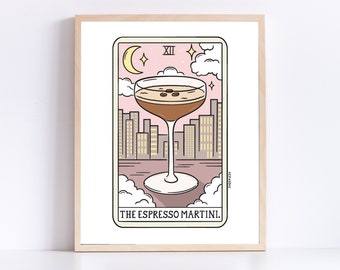 Espresso Martini Reading - 8x10 Print - Tarot Art - Bar Cart Art