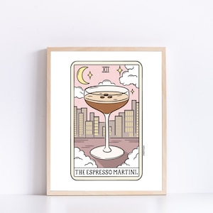 Espresso Martini Lesung - 200x300 Druck - Tarot Kunst - Bar Warenkorb Kunst
