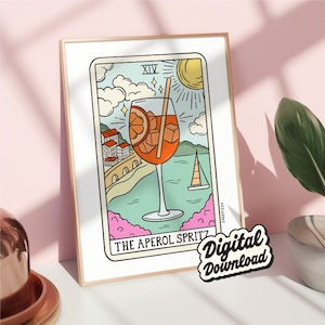 Aperol Spritz Reading - Digitaler Download - Sofortiger Download - druckbares Kunstwerk - Tarot-Kunst