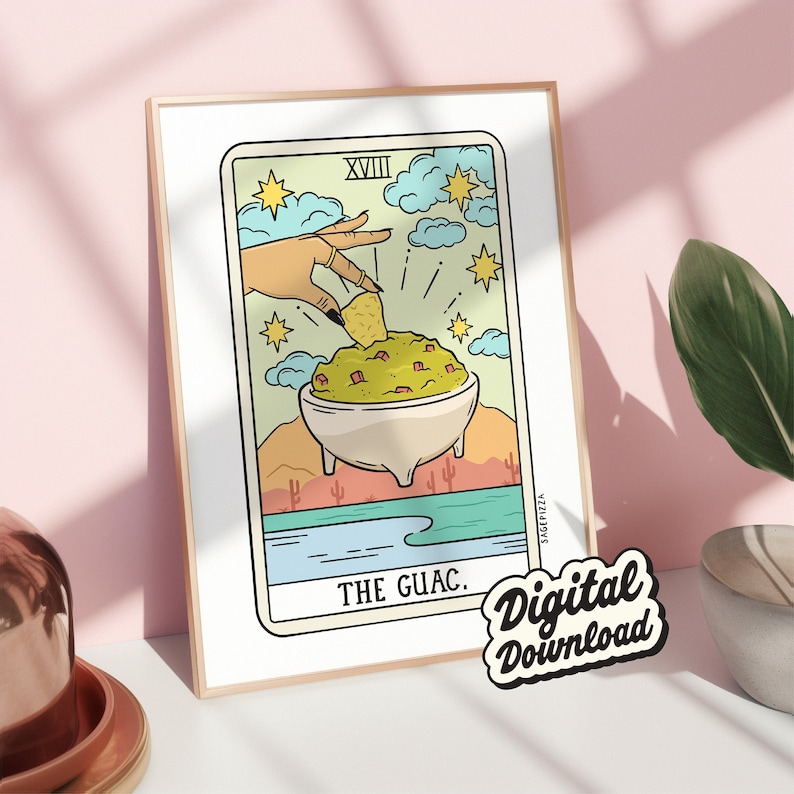 Guac Reading Print Light Skin Tone Digital Download Instant Download Printable Artwork Tarot Art image 1