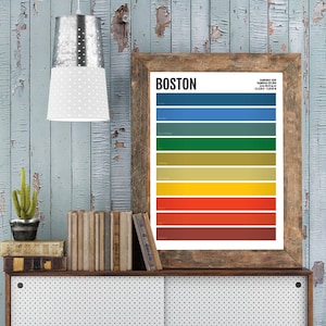 Boston Minimalist Print - BOS Minimal Poster - Wall Art, Apartment Décor, Abstract Illustration, Boyfriend Gift, Husband Gift, Spring