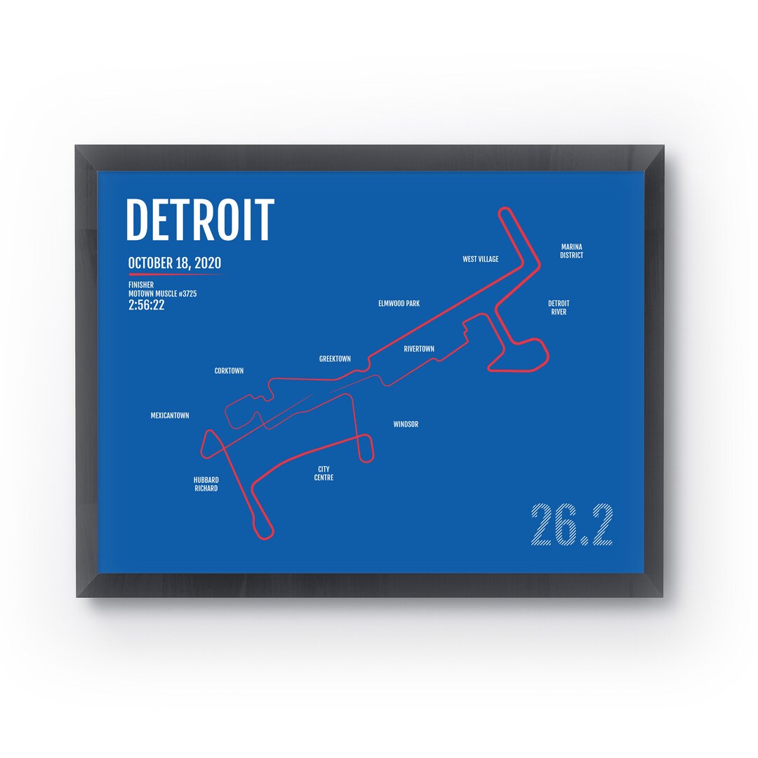 Detroit Marathon Print Personalized for ANY Year Marathon Etsy