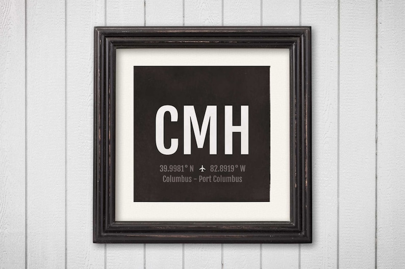 Columbus Airport Code Print CMH Aviation Art Ohio Airplane Etsy