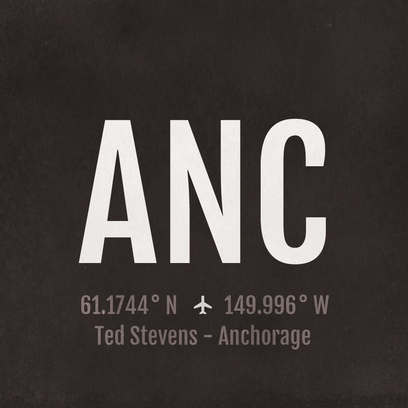 Anchorage Airport Code Print ANC Aviation Art Alaska Etsy UK