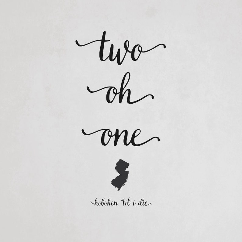 Hoboken 201 Area Code Print New Jersey Typography Poster Etsy