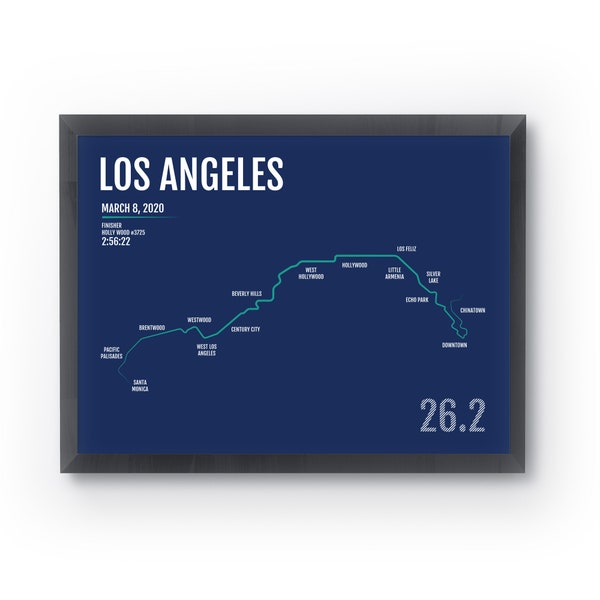 LA Marathon Print - Personalized for ANY Year, Marathon Map, L.A. Runner Gift, Running Art, Gifts for Runners, 26.2